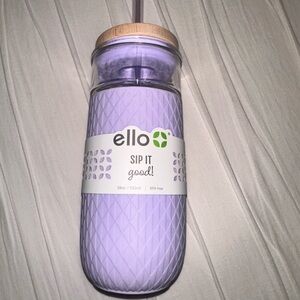 Ello Purple Glass Tumbler with Straw